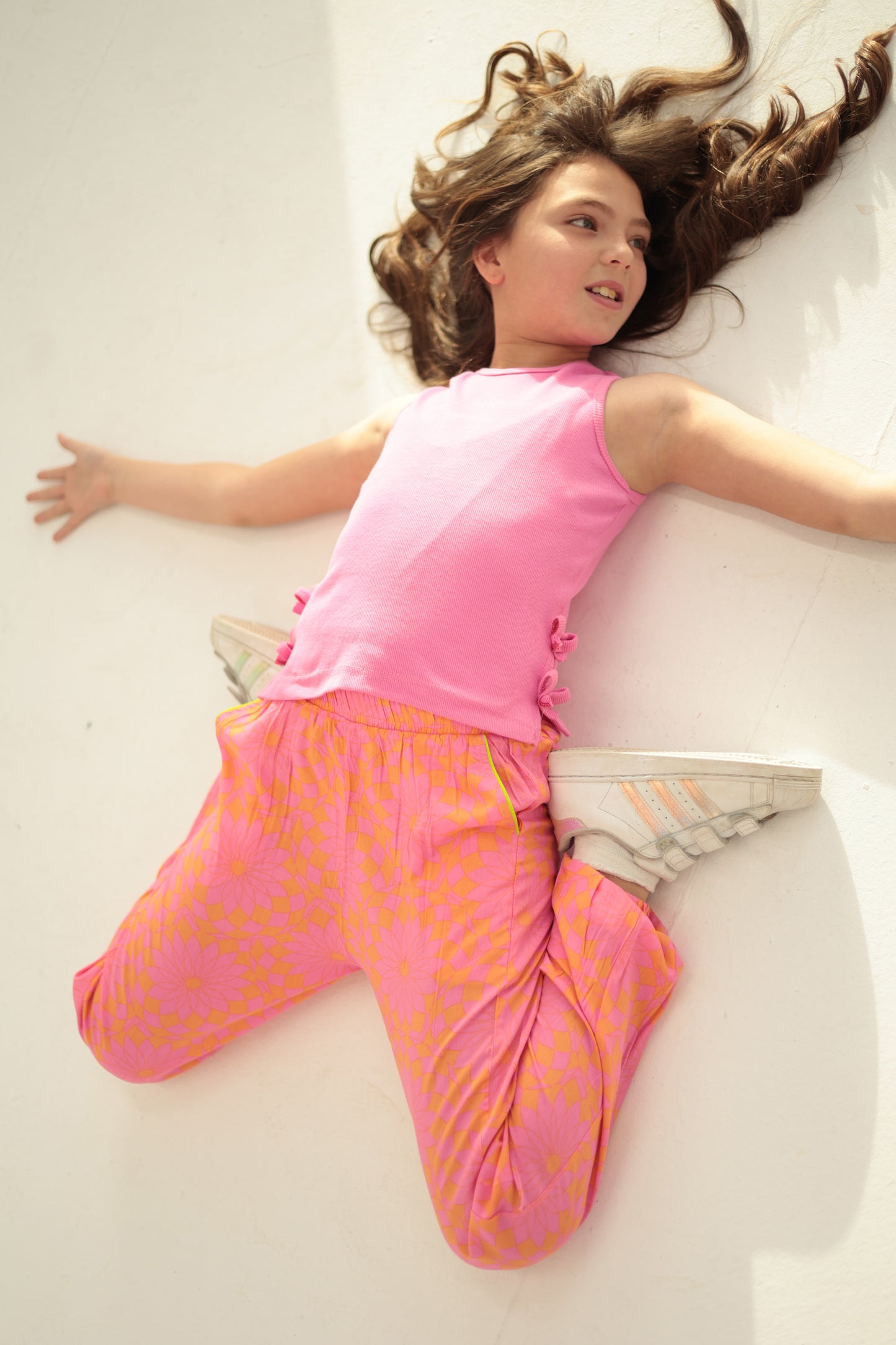 Orange Viscose Pants in Pink
