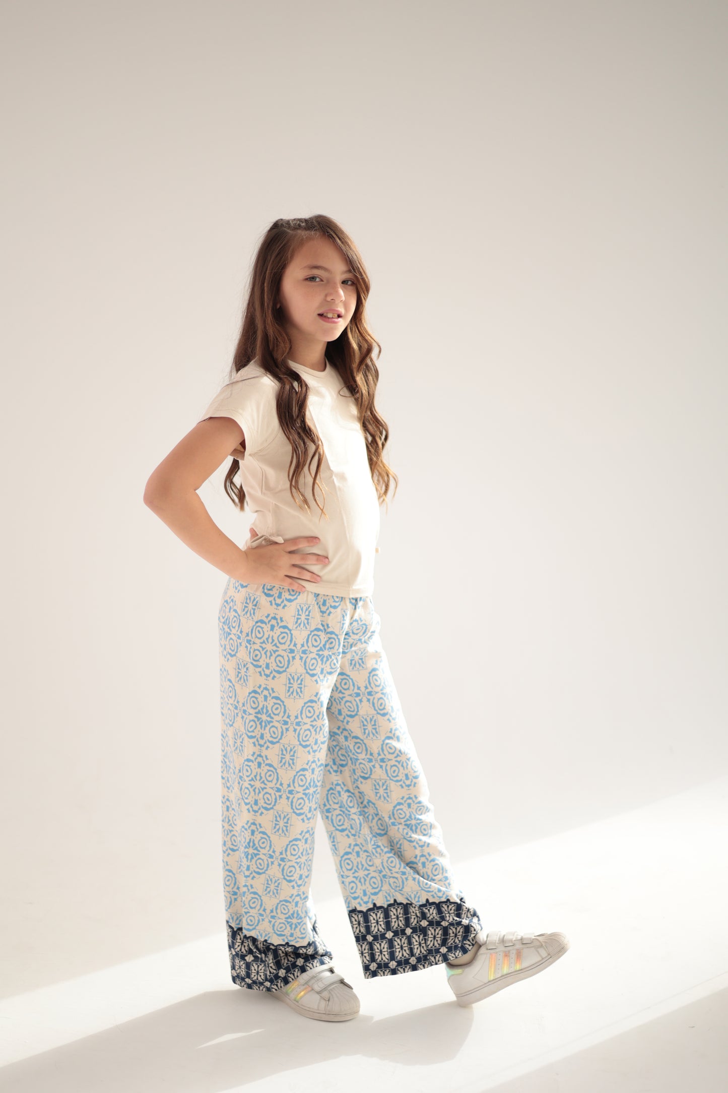 Pants viscose Beige and Blue