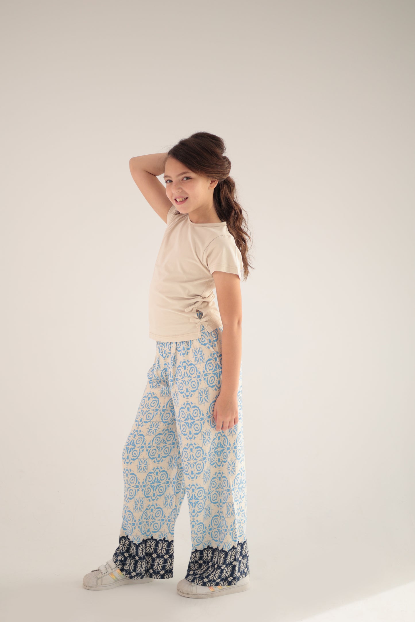 Pants viscose Beige and Blue