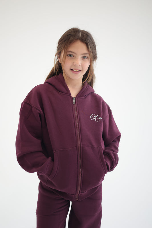 MINI NILE’s Maroon Zip Up Set
