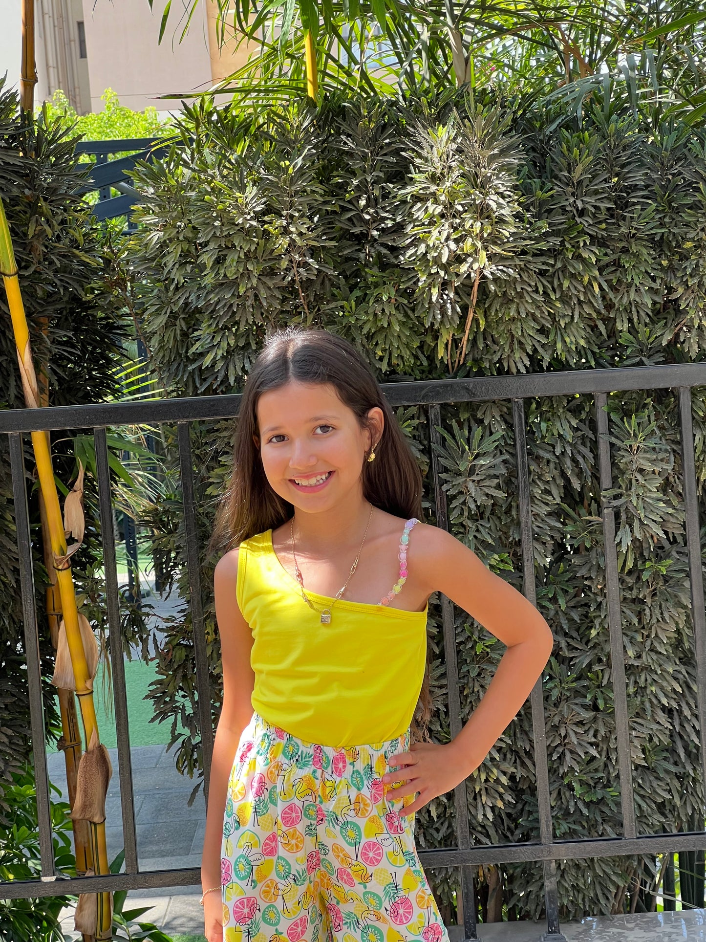 Lemon Top and Colorful Pants