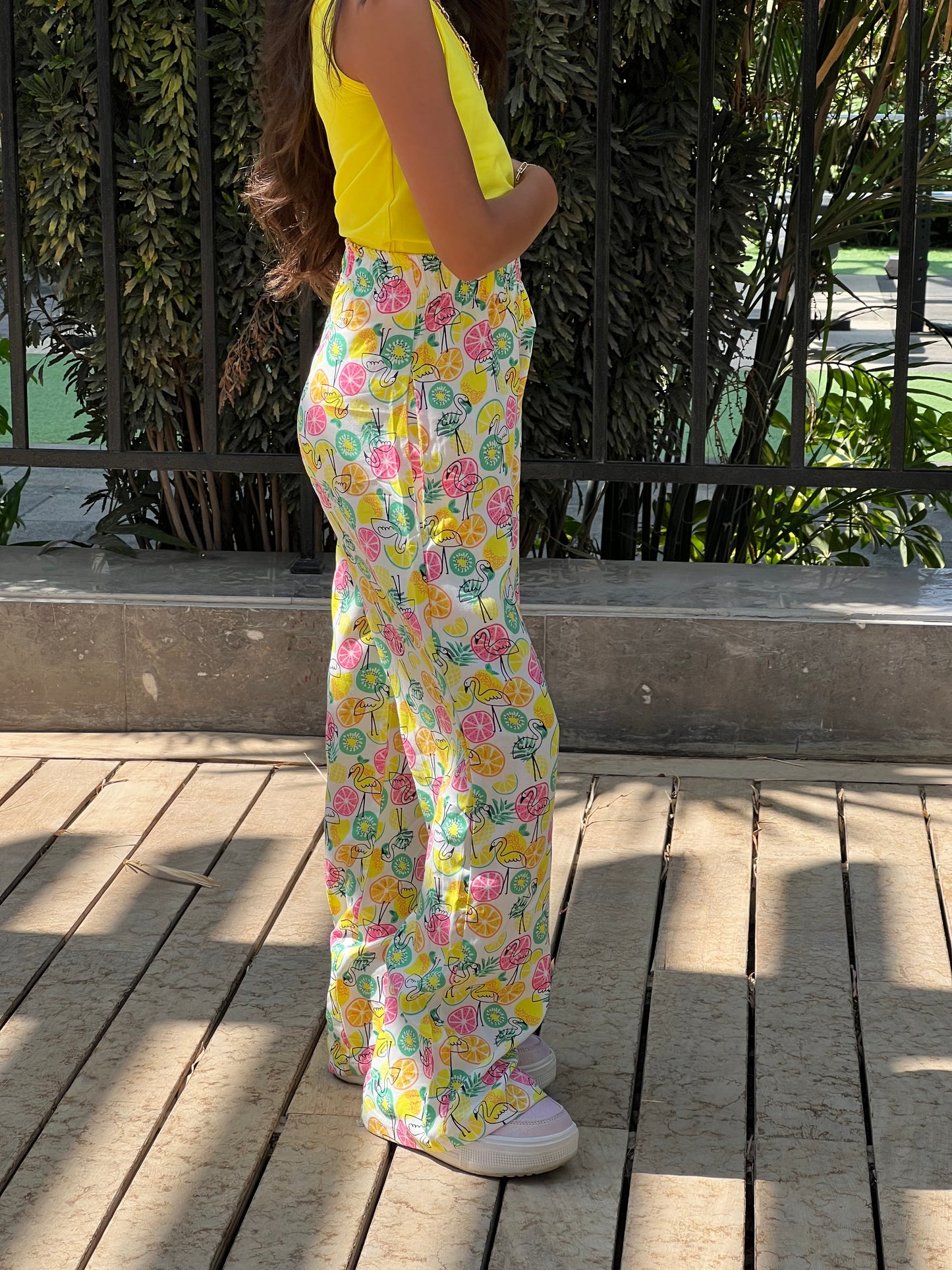 Lemon Top and Colorful Pants