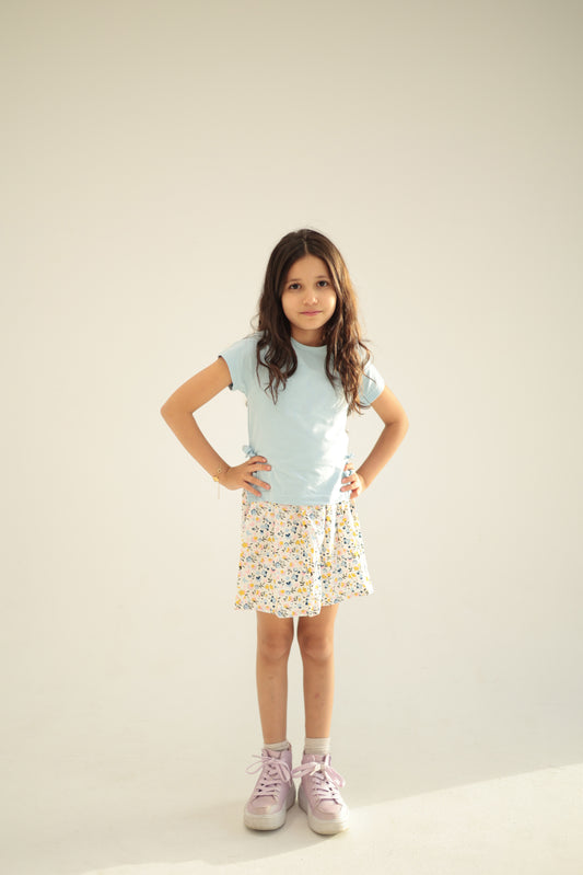Blue Half-Sleeve Top