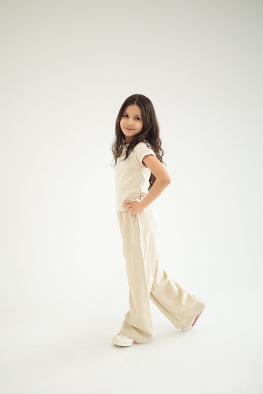 Basic Beige Half-Sleeve Top