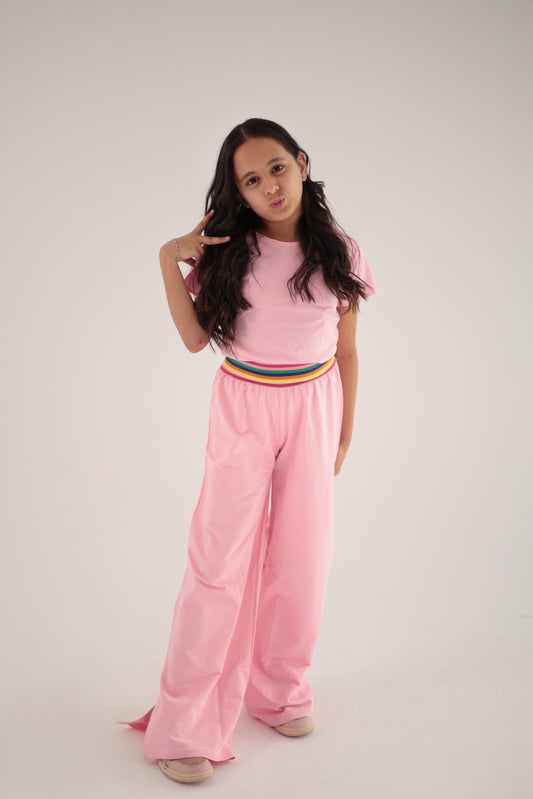 Pink SET Half-Sleeve Top