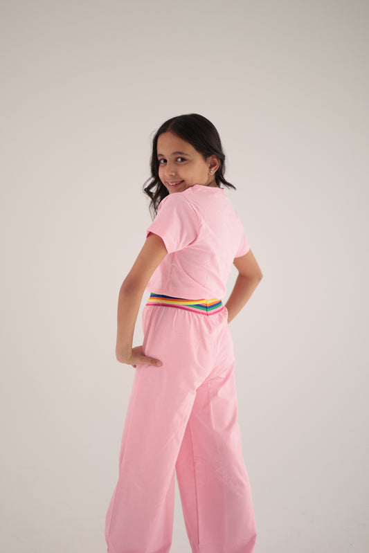 Pink SET Half-Sleeve Top