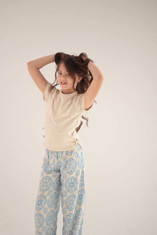 Pants viscose Beige and Blue