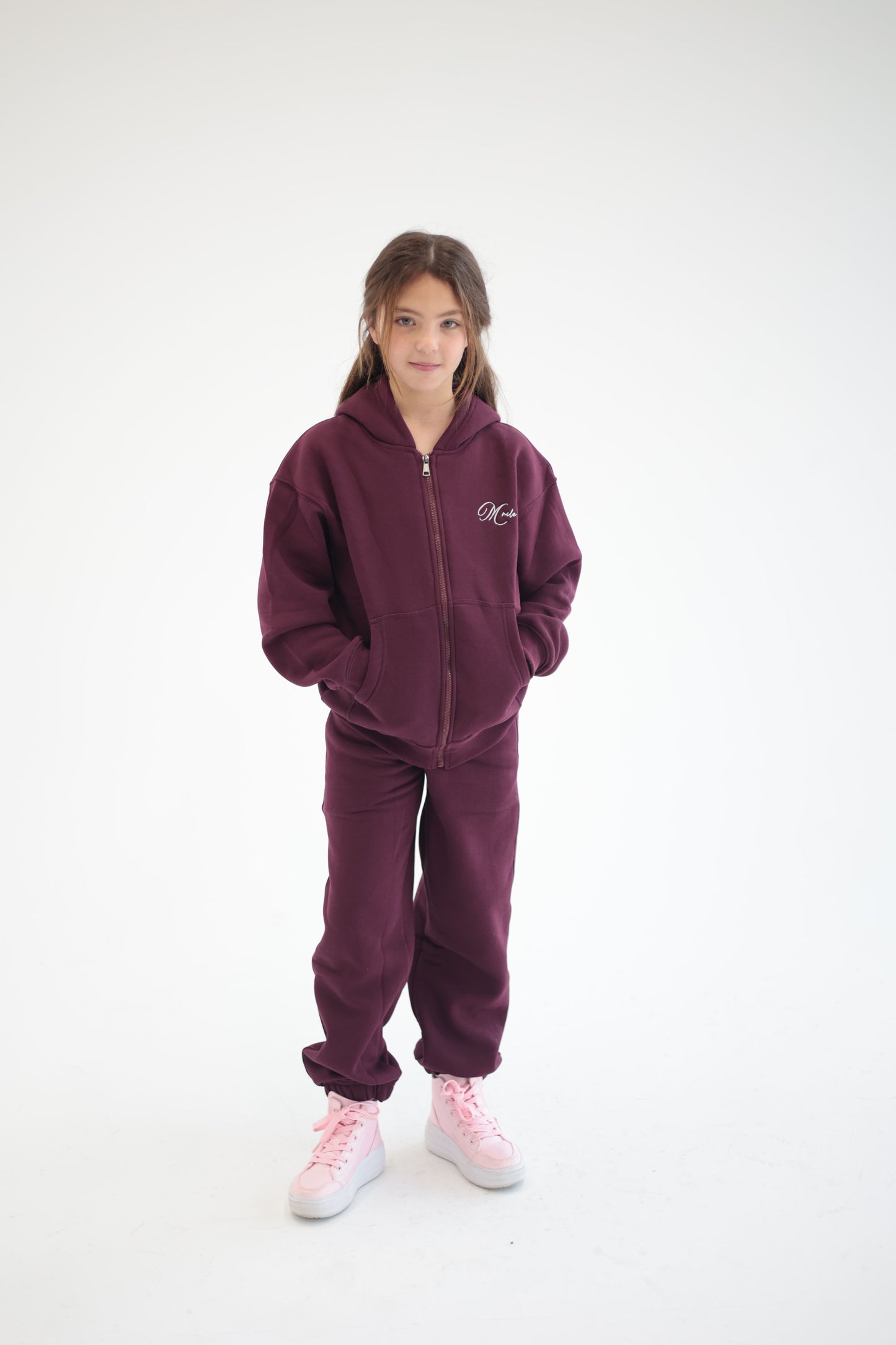 MINI NILE’s Maroon Zip Up Set