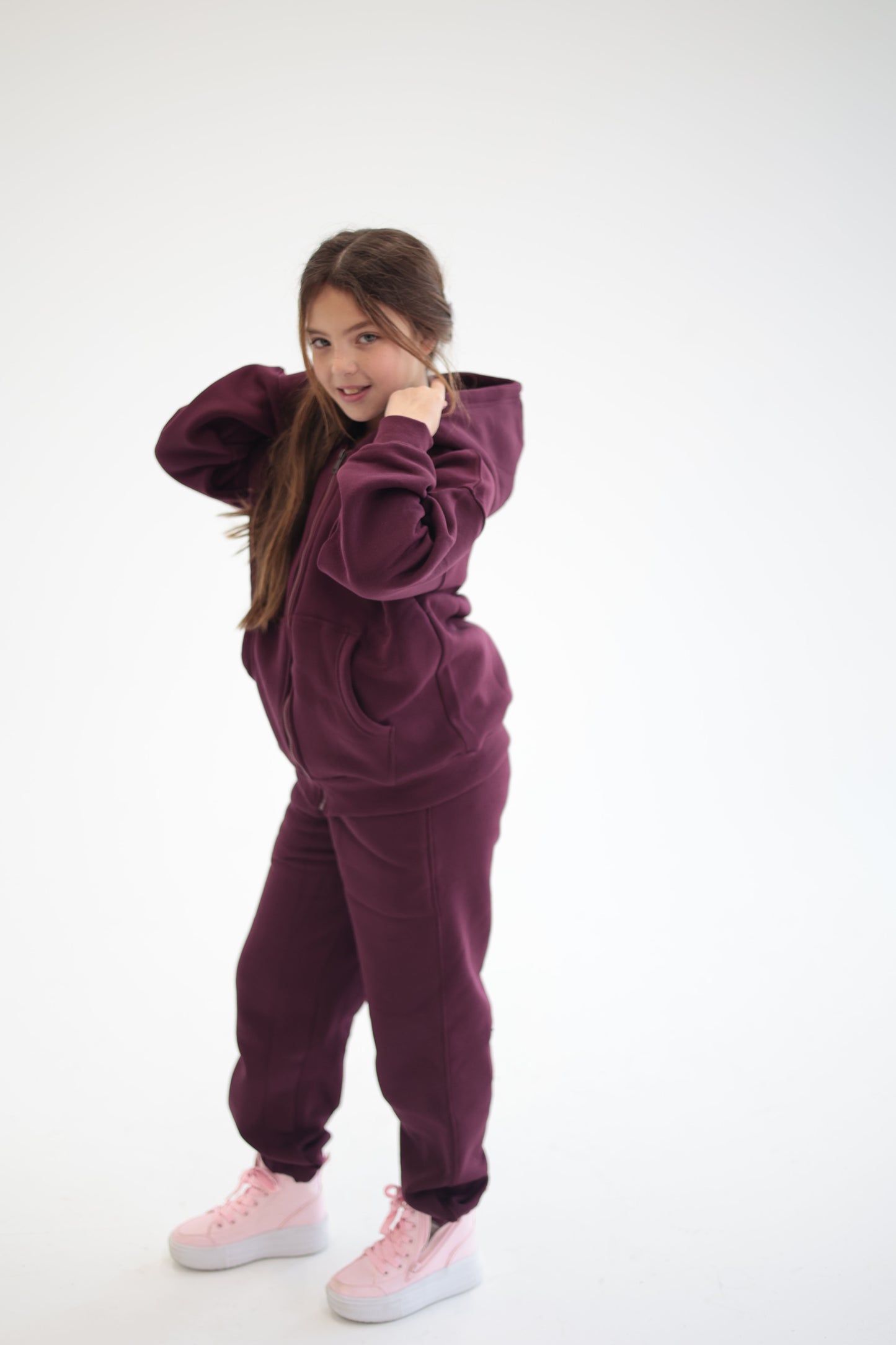 MINI NILE’s Maroon Zip Up Set