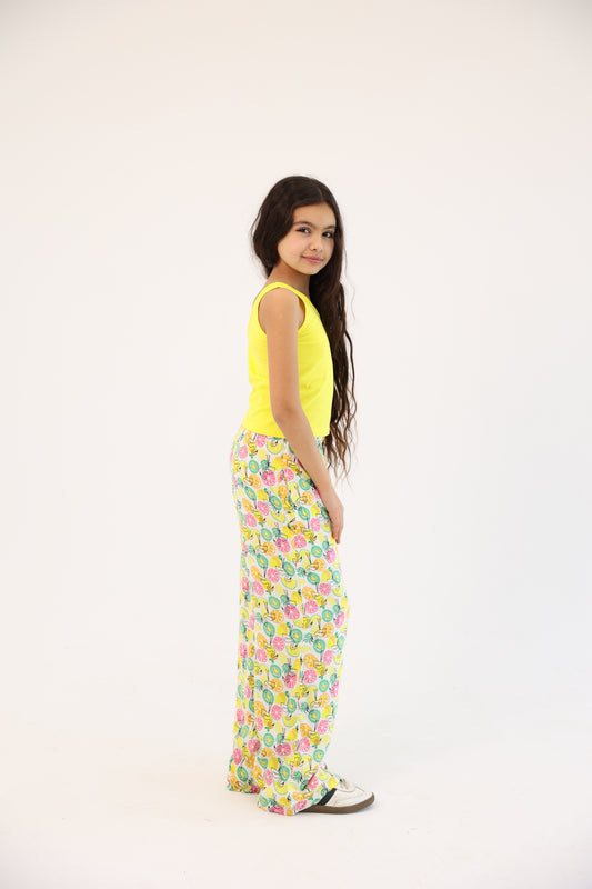 Lemon Top and Colorful Pants