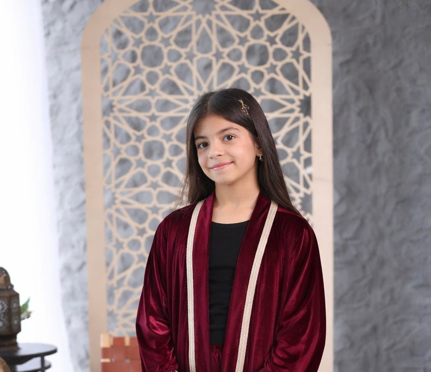 Qamar Burgundy Kaftan