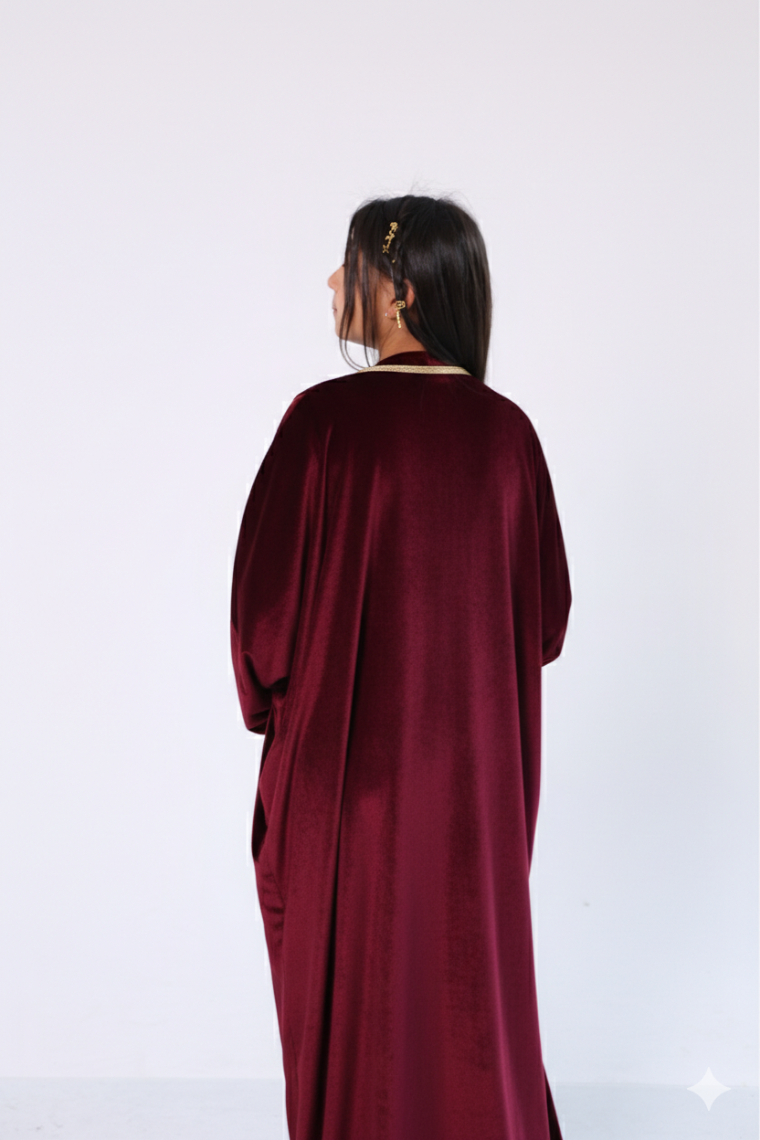 Qamar Burgundy Kaftan